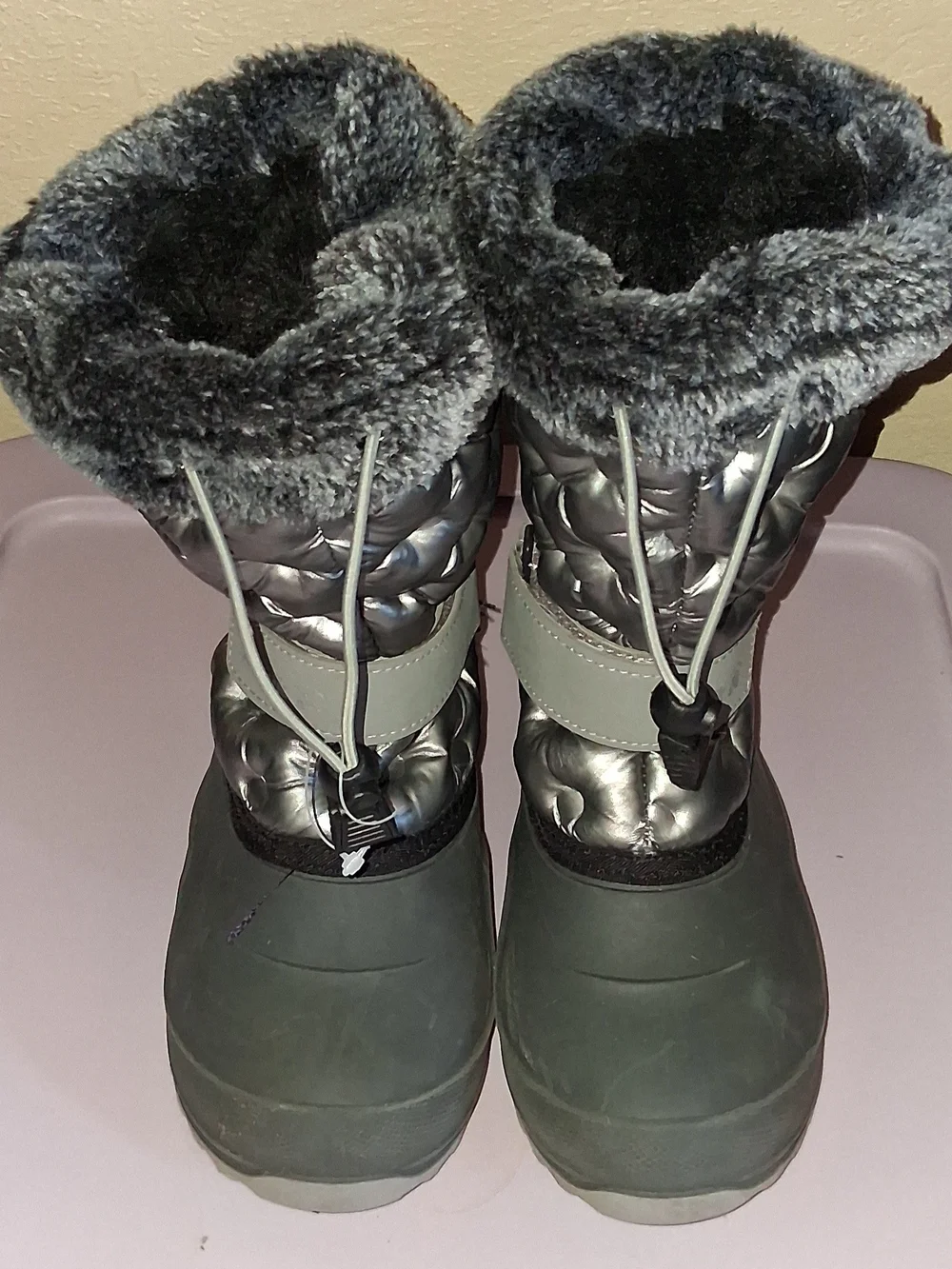 Kamik Girls Gray Faux-Fur Snow Boots